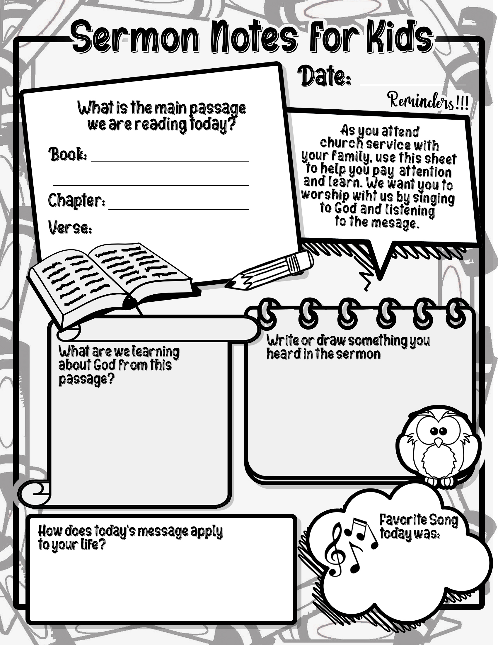 Free Printable Sermon Notes For Kids All Ages Artofit - vrogue.co