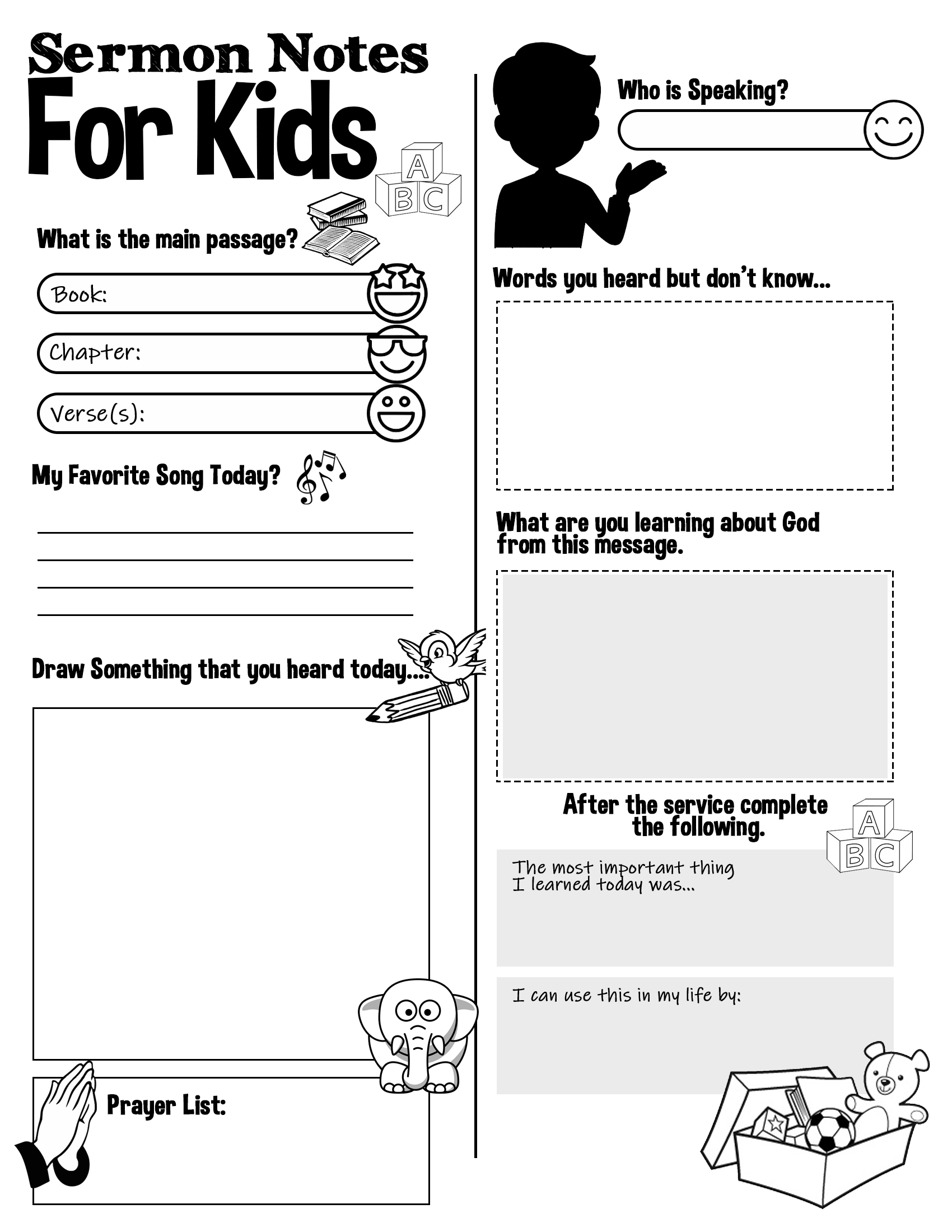 Sermon Note Sheets for Kids - Free!